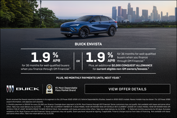 1.9% APR FOR 36 MONTHS 
FOR WELL-QUALIFIED BUYERS when you finance through GM Financial.1

Or 

1...