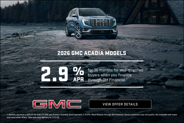 2.9% APR FOR 36 MONTHS for well-qualified buyers when you finance through GM Financial.1

$750 PU...